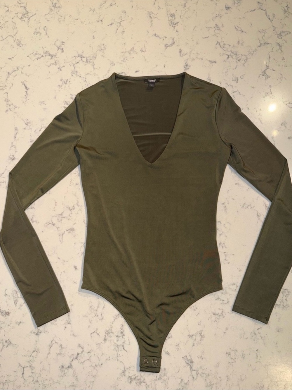 Express Body Contour V-Neck Long Sleeve Bodysuit Purple and Olive Green Size XS - Picture 6 of 8